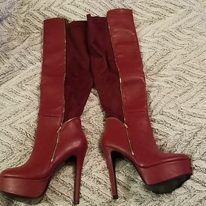 Wine Knee High Boots 🔥